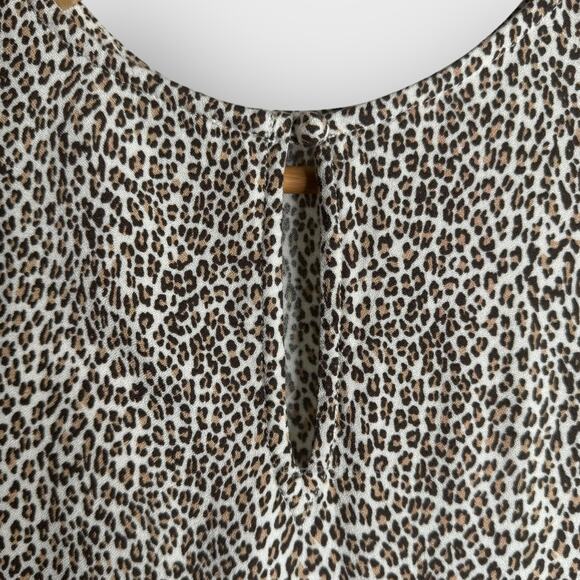 Jenni Kayne Leopard T-Shirt Dress | Medium | Brown Short Sleeve Cottage Coastal - Picture 6 of 10